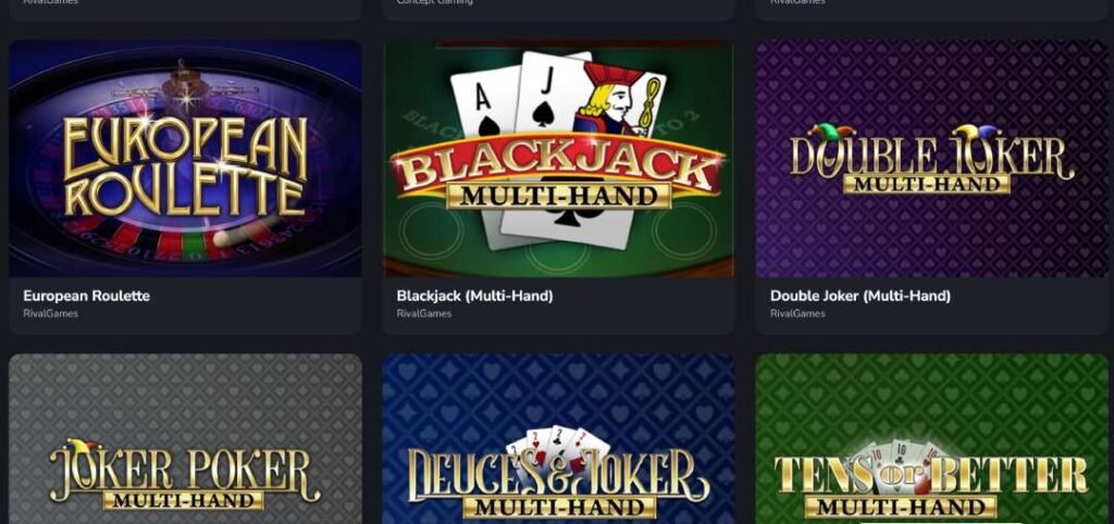 Screenshot of best paying table games at BigWinCity casino Thailand