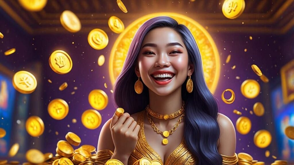 A smiling thai lady who just won a jackpot