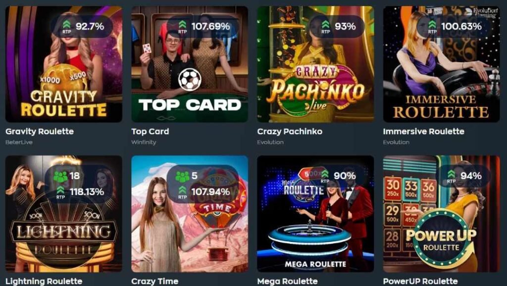 Screenshot of the best table games available at Vave Casino Thailand