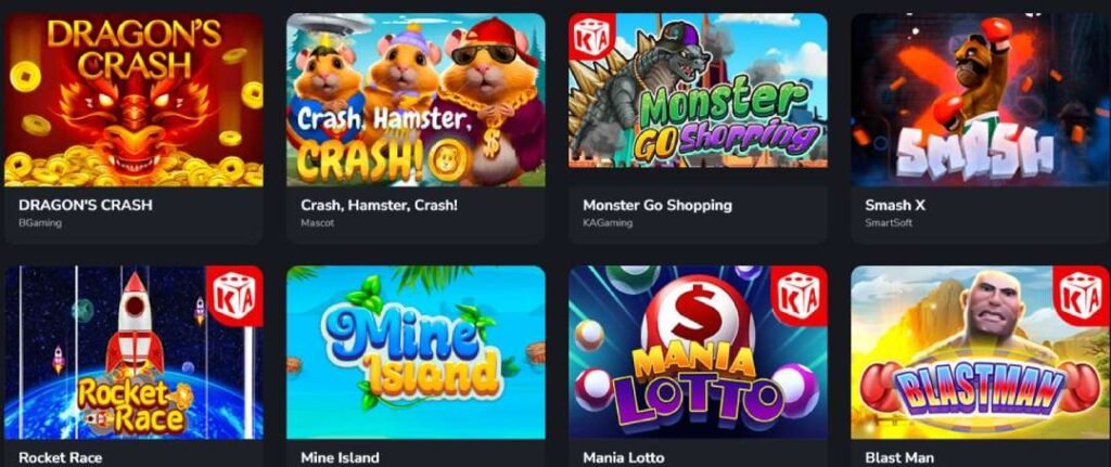 Screenshot of Crash games available at BigWinCity casino Thailand