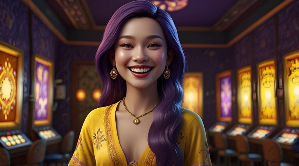 A smiling thai lady advertising an online casino