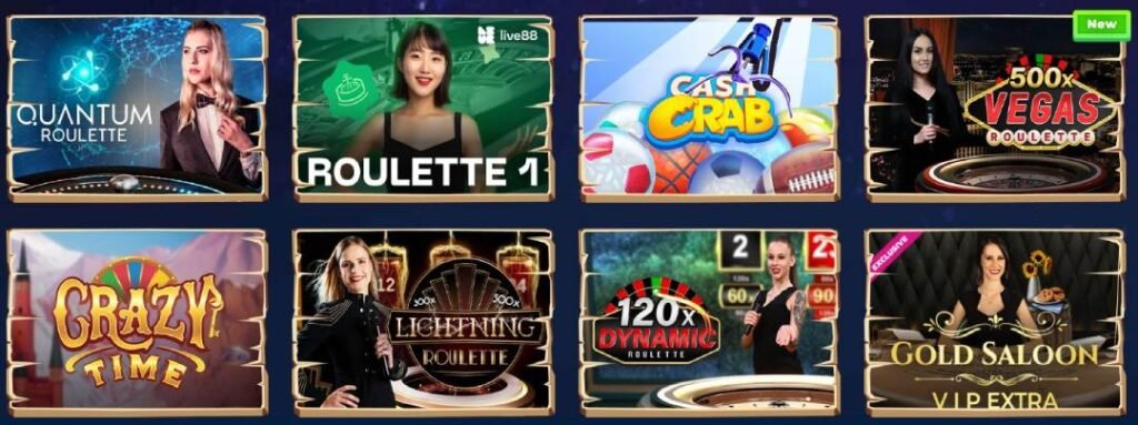 A screenshot of the live dealer games portfolio at casino Wazamba Thailand