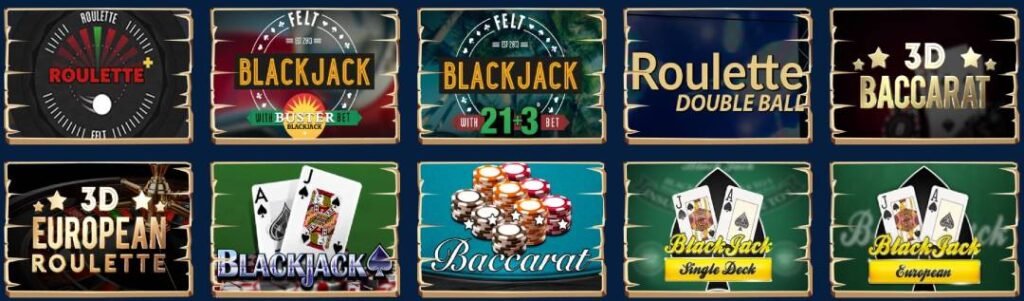 A screenshot of table games available at Wazamba casino Thailand